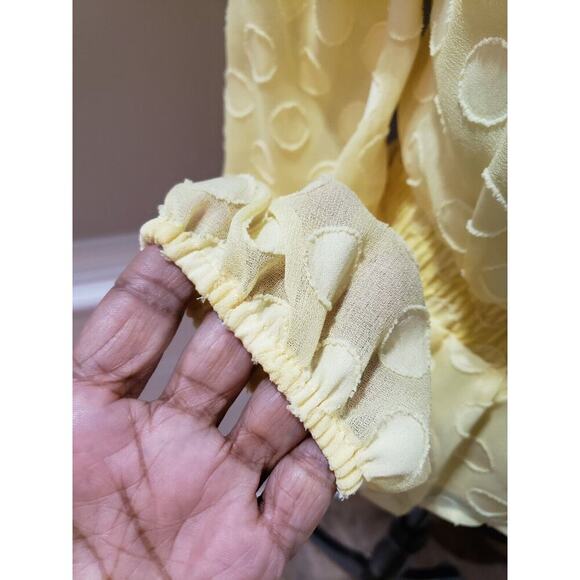 Lauren Conrad Women's Yellow 100% Polyester Scoop Neck Long Sleeve Top Blouse S - Picture 3 of 12